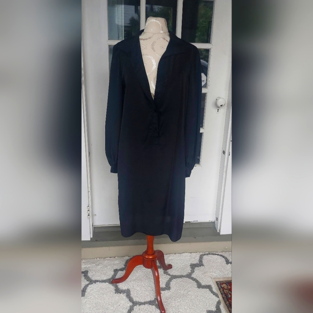 Bill Tice for Malcolm Starr Black Vintage Designer Shirt Dress size Med